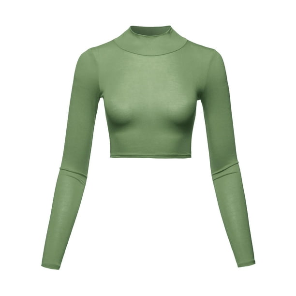 mock neck crop top outfit
