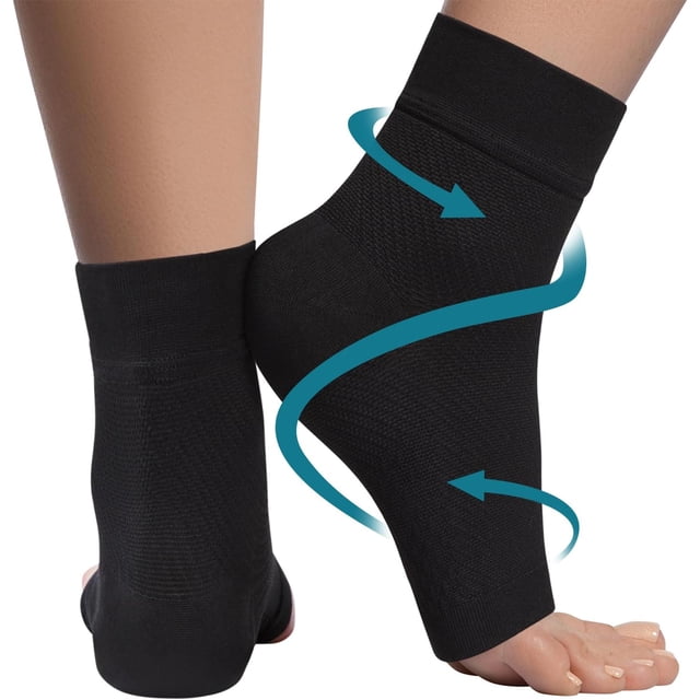 EcoNesxp Chaussettes de Compression à Bout Ouvert TG Noir 20mmhg Manchons de Compression à la Cheville