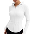 thumbnail image 5 of Women's Sun Protection Jacket Zip up Hoodie Slim Yoga Sun Protection Top Long Sleeve Hoodless Casual Jacket, 5 of 7