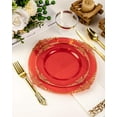 thumbnail image 5 of 350 Piece Red Dinnerware Set for 50 Guests, Fancy Disposable Plates, Include: 100 Red Rim Plastic Plates, 150 Silverwares, 50 Pre Rolled Napkins, 50 Cups for Party, Wedding, 5 of 13
