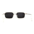 thumbnail image 2 of Mens Old School Double Bridge Narrow Rectangle Metal Rim Sunglasses Gold Black, 2 of 4