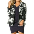 thumbnail image 5 of MODA NOVA Juniors Plus Size Stripe Cuff Notched Lapel Casual Blazer Black 1X, 5 of 6