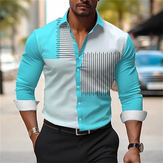 Camisa de hombre de moda de lujo a rayas casual al aire libre farola suave y cómoda patrón HD 2024 nuevas camisetas de hombre de gran tamaño