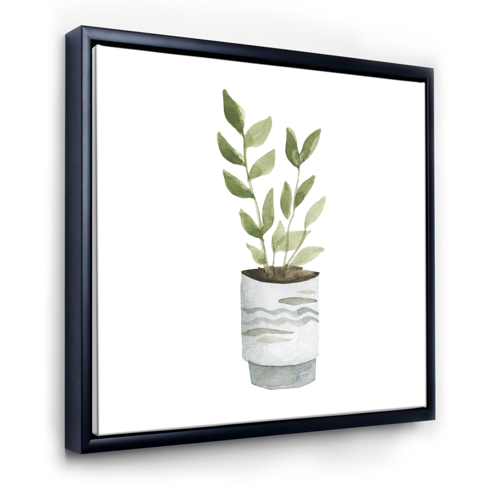 Designart 'Indoor Green Home House Plants in Pots II' Traditional Framed Canvas Wall Art Print