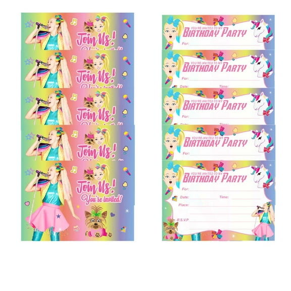JOJO Siwa Invitations Cards Stock Bulk Birthday Invite Fill-in Party Supplies Decorations for Boys Girls