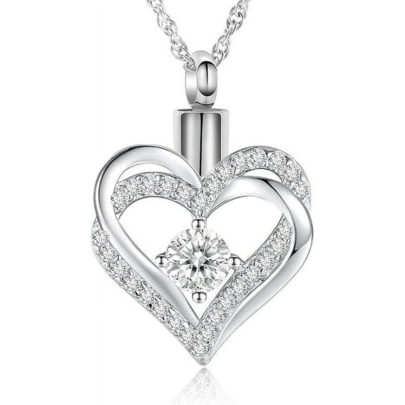 Small Heart Urn Necklace for Ashes with Birthstone Cremation Jewelry Heart Birthstone Cremation Jewelry for Human / Pet Memorial Locket