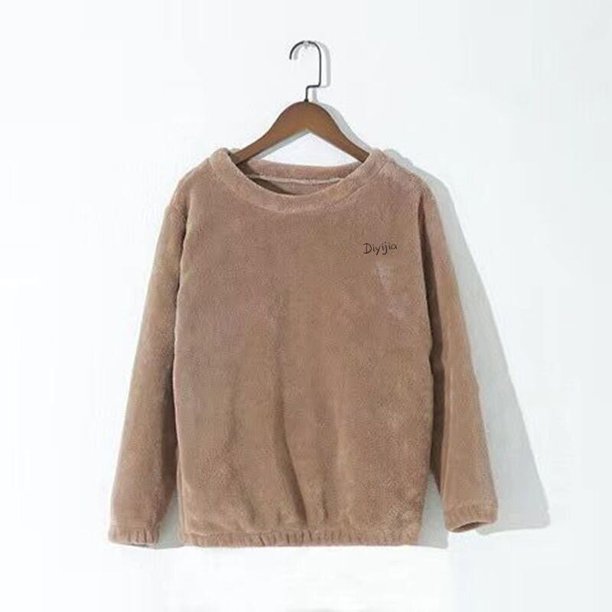 EVNISI-Conjunto de Pijama de terciopelo para mujer, Top suelto y pantalones de cintura elástica, traje de lana cálido informal para el hogar, otoño e invierno, 2023