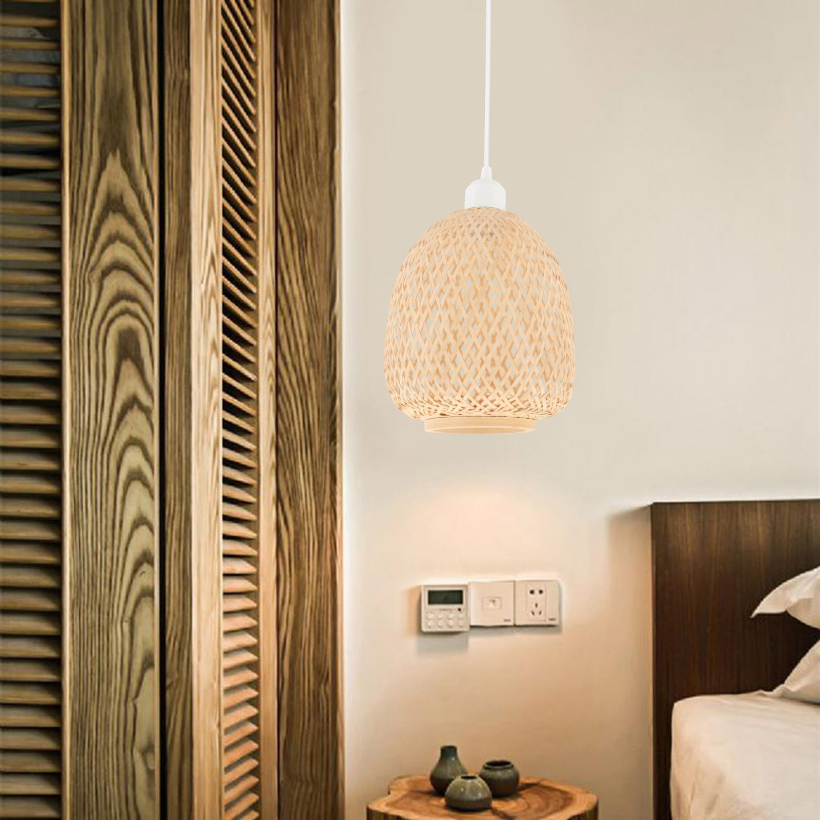 Bamboo Pendant Light Fixtures, Natural Material Bamboo Chandelier, Hand Woven Rattan Pendant Light for Kitchen Island, Living Room, Dining Room