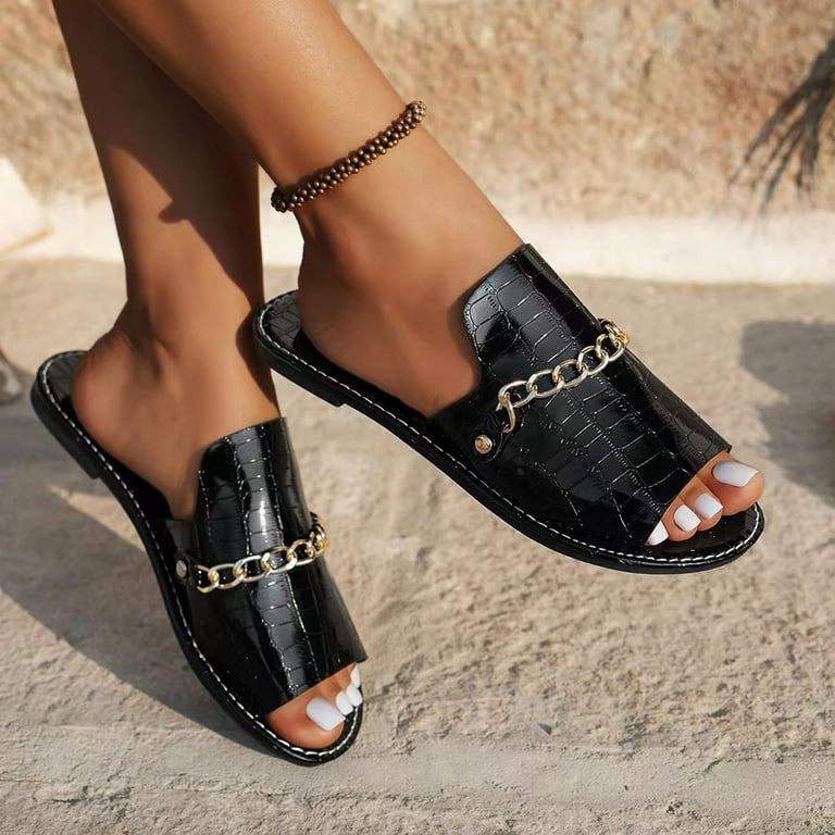 ZIZOCWA Extra Wide Shoes Flat Flip Flop Sandals For Women Women'S Summer  Non Slip Home Bathroom Slip On Flat Beach Open Toe Breathable Sandals Flip
