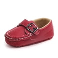thumbnail image 5 of Splozh Newborn Shoes for Girls Baby Dress Shoes Walking Leather Shoes Round Toe Flat Solid Color Soft Sole Toddler Shoes Red,US 5, 5 of 7