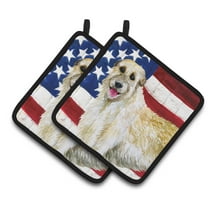 Caroline's Treasures Irish Wolfhound Patriotic Pair of Pot Holders