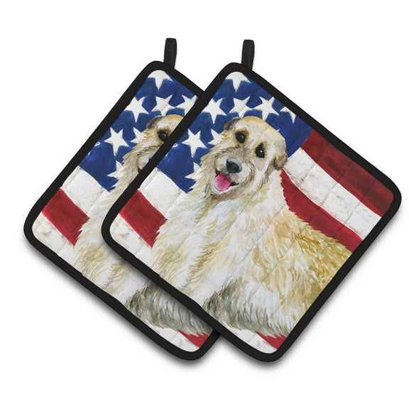 Caroline's Treasures Irish Wolfhound Patriotic Pair of Pot Holders