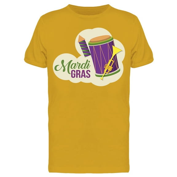 Mardi Gras. Drum And Trumpet T-Shirt Men -Image by Shutterstock, Male XX-Large