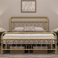 Yaheetech Queen Size Iron Bed Frame, Antique Gold, Bedroom Furniture with Headboard and ...