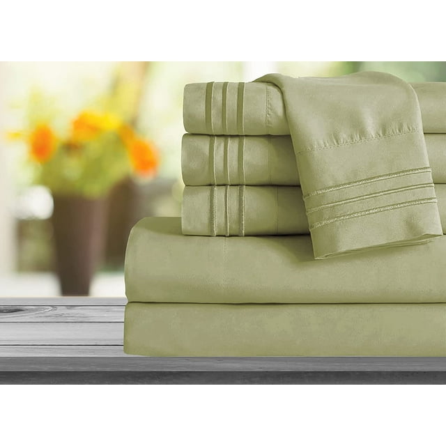 Mocassi Ensemble de Draps Série 1800 2 Pcs Taies d'Oreiller, Format Standard - Sauge/vert