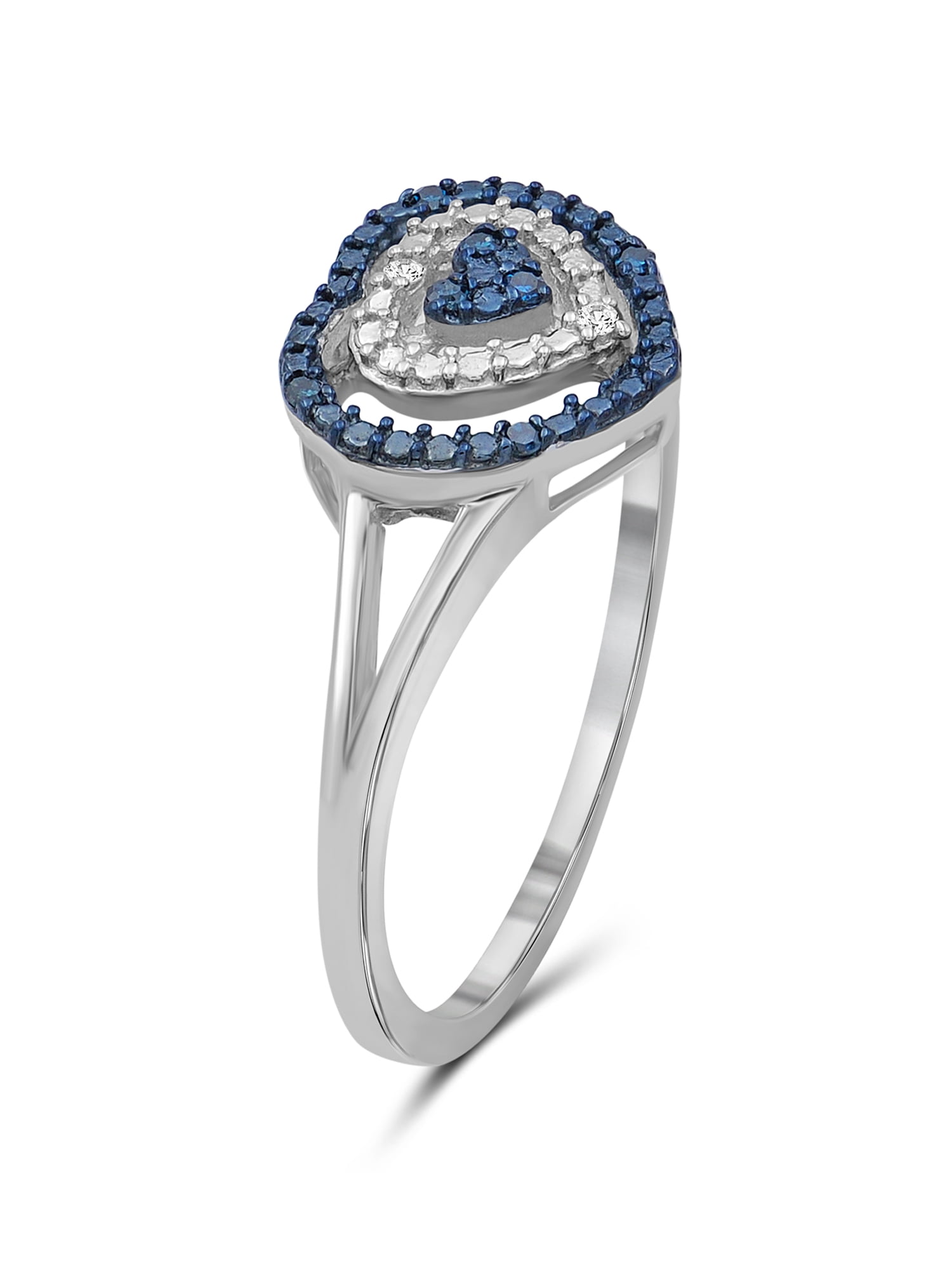 JewelersClub 1/10 Carat T.W. Blue And White Diamond Sterling Silver 3-Piece Heart Jewelry Set