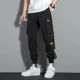 thumbnail image 3 of Pantalones cargo para hombre, negros, empalmados, para trekking, para hombre, estilo emo, de nailon, de diseñador callejero, estilo harén, de gran tamaño, estilo vintage, holgados, informales, a la mo, 3 of 5