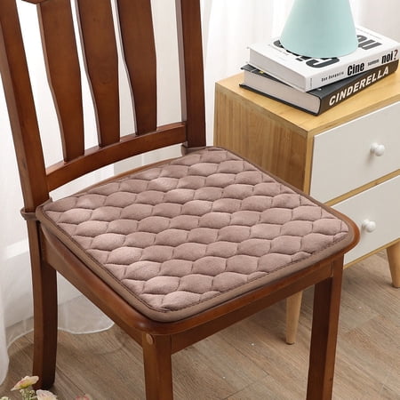 ERDOUY 4 Packs Brown Winter-Ready Seat Cushion 16&times;16in Chair Pad with Secure Ties Comfort Cushions for Office/Car/Kitchen Chairs Style A
