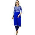 thumbnail image 1 of Phagun Kurta de Créateur en Coton pour Femme Tunique Bleue Ethnique à Manches 3/4 Kurta-24, 1 of 8