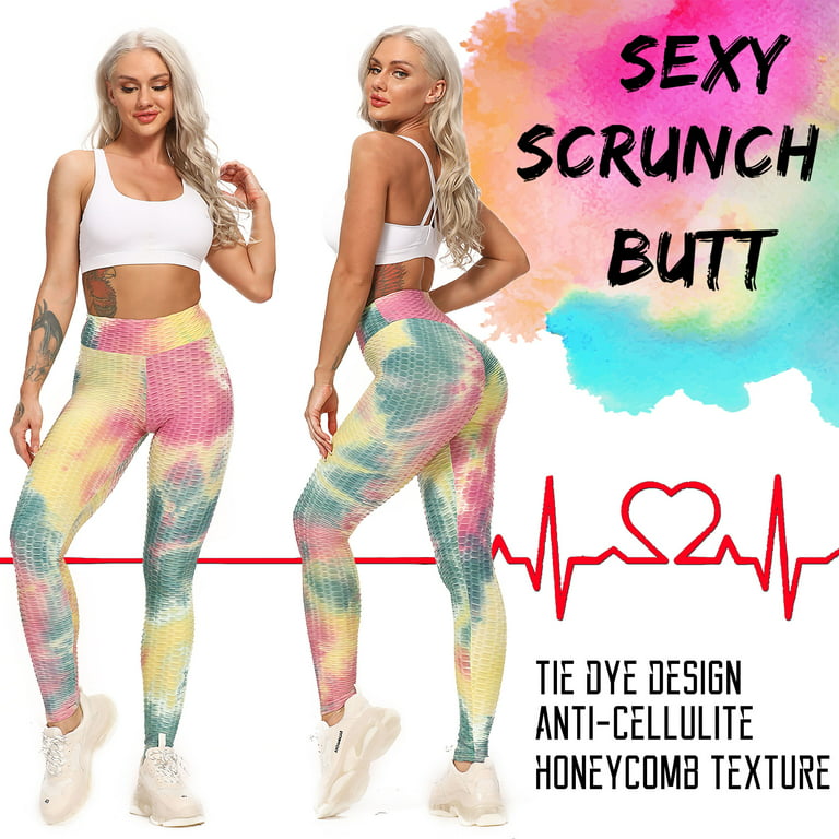 Tie Dye Gym Leggings Womens High Waist Scrunch Bum TikTok Workout Leggings