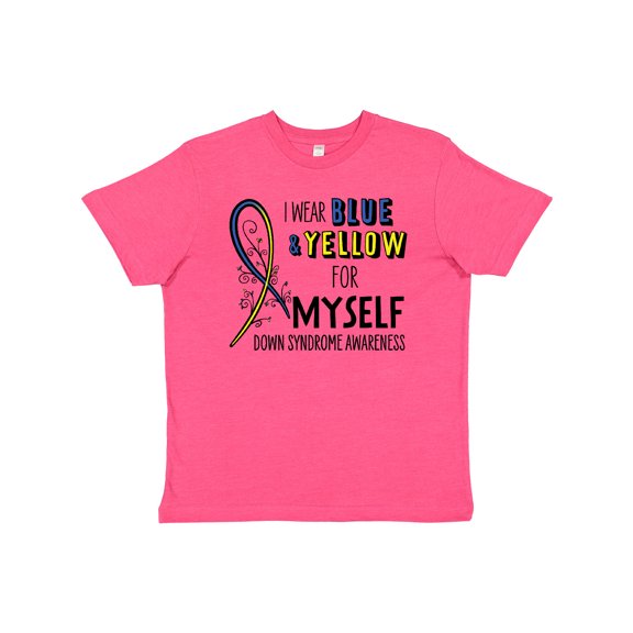 Inktastic I Wear Blue and Yellow for Myself- Down Syndrome Awareness Youth T-Shirt