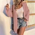 thumbnail image 3 of Fashionable Womens Puff Long Sleeves Open Front Outerwear Coat Knit Casual Loose Fit Sweater Cardigan Jackets, 3 of 9