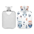 thumbnail image 2 of 2L Hot Water Bottle with Soft Velvet Cover PVC Hot Water Bag for Pain Relief Long-Lasting Warmth Carton Owls, 2 of 8