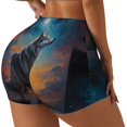 thumbnail image 1 of Balery Moonlit Night Sky Wolf Pantalones cortos de entrenamiento estampados para mujer, sin costuras, ajustados, para gimnasio, yoga, correr, deportes, ejercicio activo, fitness.-Small, 1 of 8