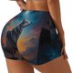 thumbnail image 1 of Balery Moonlit Night Sky Wolf Pantalones cortos de entrenamiento estampados para mujer, sin costuras, ajustados, para gimnasio, yoga, correr, deportes, ejercicio activo, fitness.-X-Large, 1 of 8
