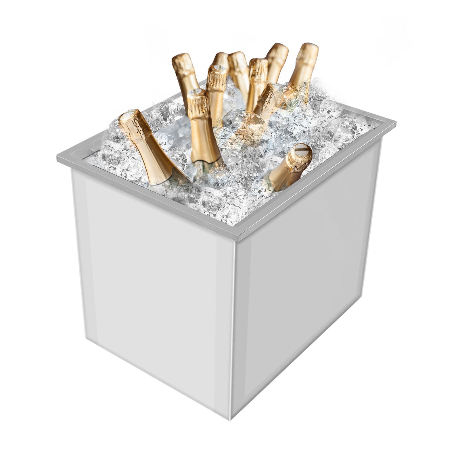 33L Drop-in Ice Chest Cooler Party Bar Ice Bin with Cover 304 Stainless Outdoor Indoor