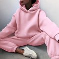 thumbnail image 5 of MSJUHEG Two Piece Outfits For Women Fall Outfits Tracksuit Solid Long Sleeve Hooded Sport Suits Autumn Warm Hoodie Sweatshirts Long Pant Two Piece Sets Slacks For Women Pink 2Xl, 5 of 7