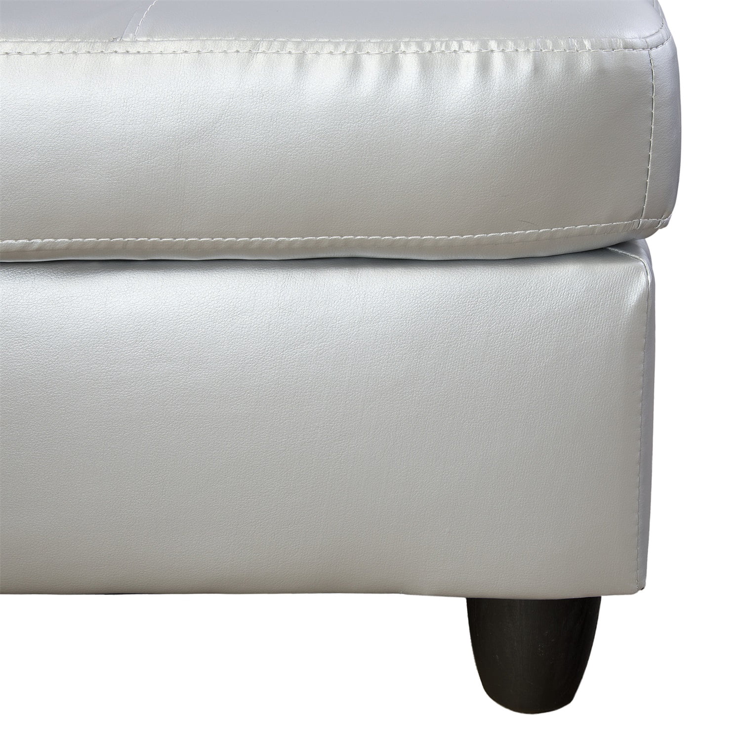 Hommoo L Shaped Sectional Couches and Sofas, 4-Seat Semi Semi PU Synthetic Leather Sectional Sofa Sets, Modern Living Room Furniture Sets, 17.5'' Back Height, Silver White(No Ottoman)
