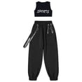 thumbnail image 3 of Zaldita Girls 2 Piece Letter Graphic Crop Top and Legging Set Hip Hop Jazz Street Dance Skateboarding Black 16, 3 of 6