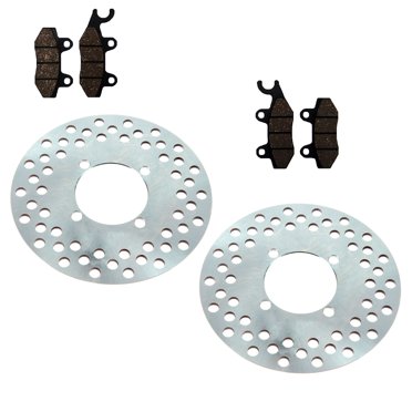 Caltric Rear Brake Disc Rotors For Yamaha Rhino 450 YXR450 2006-2009 – Drilled, Chrome, Set Of 2