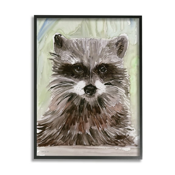 Stupell Industries Wild Raccoon Peeking Layered Painterly Brushstrokes Framed Wall Art, 11 x 14, Design by Stellar Design Studio
