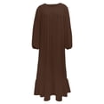 thumbnail image 3 of WILLBEST Vestidos Nuevas Túnicas Largas Para Mujer Para Primavera Y Otoño Con Mangas Largas, Vestido Largo Retro Con Color Sólido Y Dobladillo Con Volantes., 3 of 3