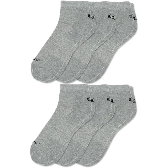 OTECKA Unisex Basic Quarter Socks with Moisture-Wicking - Cushion Comfort Quarter Socks, Grey - 6 Packs, Small-Medium