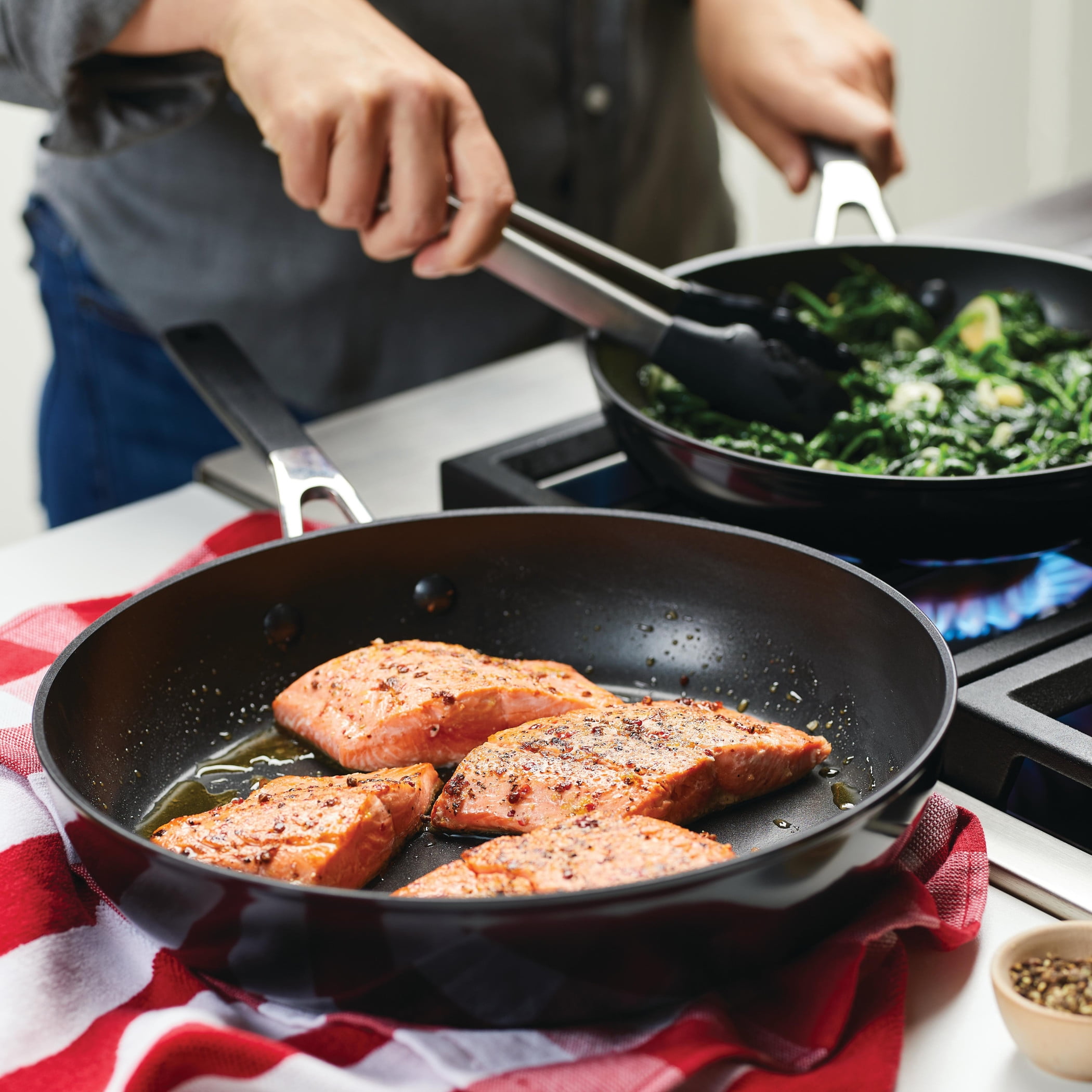 KitchenAid Hard Anodized 8.25 inch and 10 inch Nonstick Frying Pan Set, Onyx Black