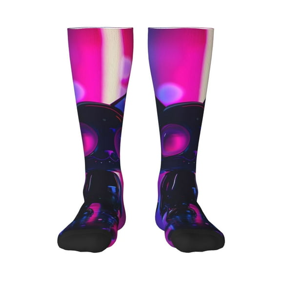 Logiee Neon Toy Cat Reflections Print Gift Stocking Stuffers,Adult Stockings,Novelty Socks,Funny Socks Birthday Running Walking Sleeping