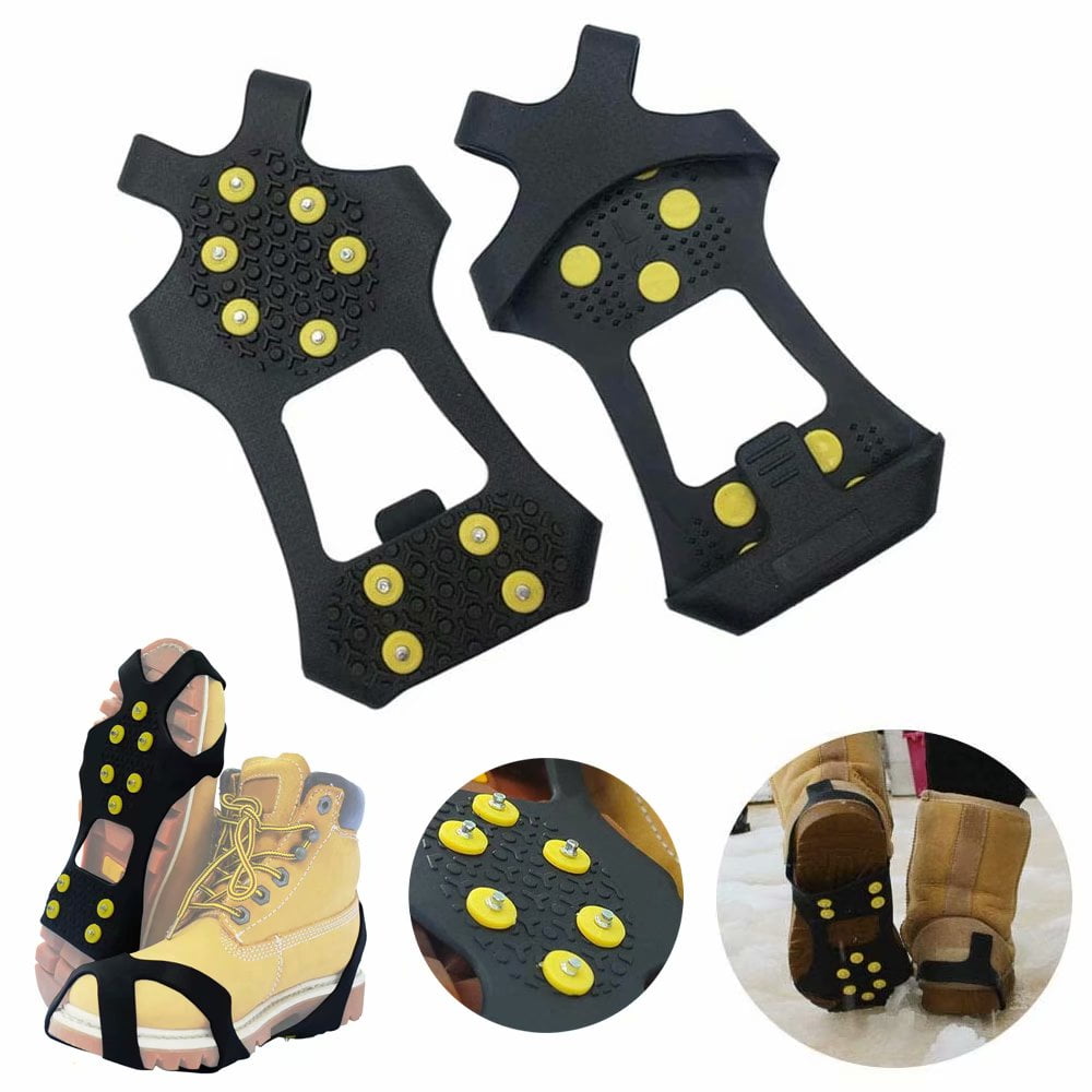 Details about   Ice Snow Grips Anti Slip On Over Shoe Boot Studs Crampons Cleats Spikes Grippers 
