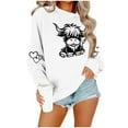 thumbnail image 5 of successthop Sweatshirts for Women Western Cow Crewneck Long Sleeve Sweater Pullover Tops Casual Print Stylish Outwear, 5 of 6