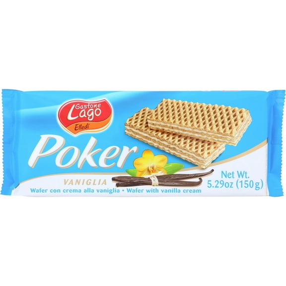 (Pack of 16) Gastone Lago Poker Vanilla Cream Wafer, 5.29 oz