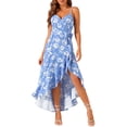 thumbnail image 1 of INSPIRE CHIC Vestido Floral Sin Mangas de Tirantes para Mujer 2024 Verano con Volantes y Bajo Asimétrico Azul L, 1 of 1