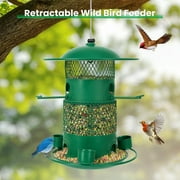 Wild Bird Feeder for Outdoors Hanging, Heavy Duty Metal Retractable Bird Feeders for Cardinal, Blue Jay,Finches, Wildlife Backyard Garden Birding Watching