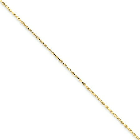 14k Yellow Gold 10in 1.0mm D/C Machine-Made Lobster Clasp Rope Anklet Chain