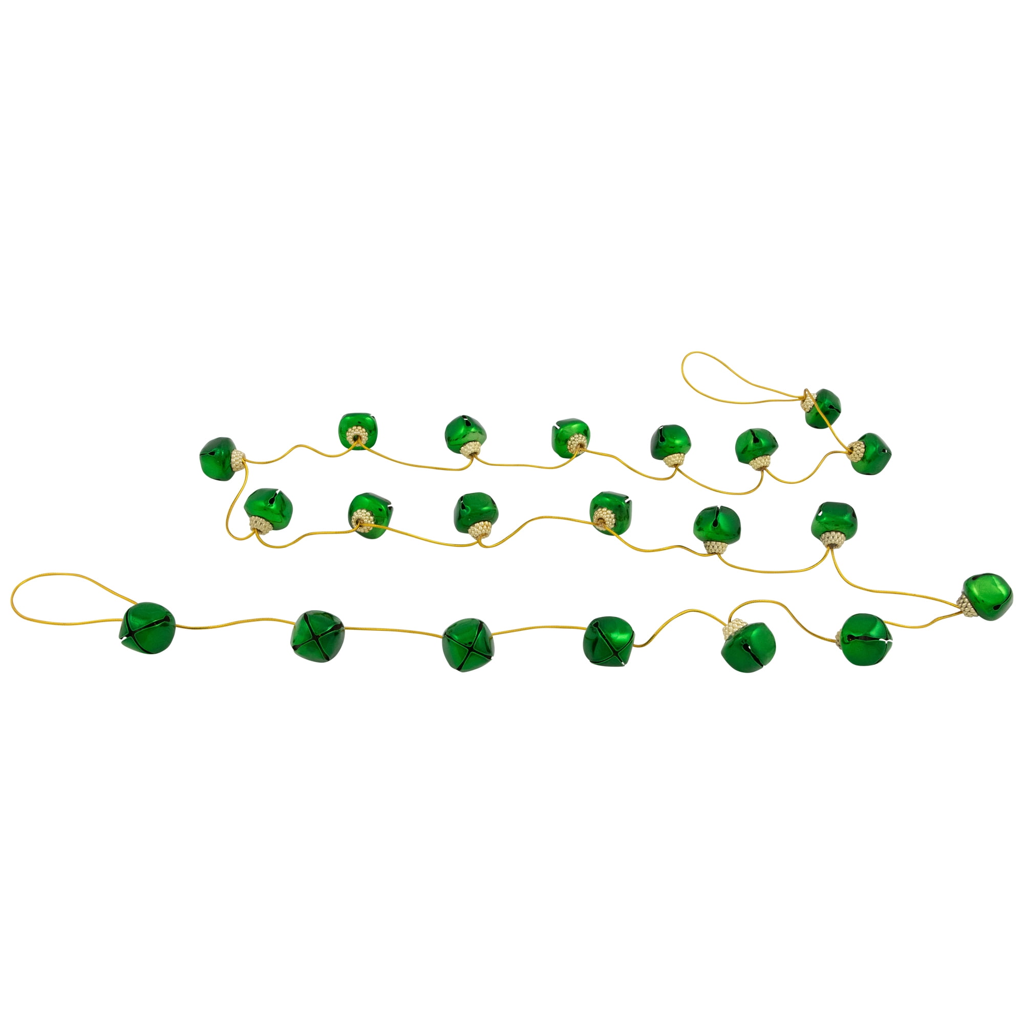 Northlight Shiny Metal Jingle Bells Christmas Garland - 7.5' x 1" - Green