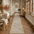 thumbnail image 3 of BERTHMEER 3'×12' Runner Rugs for Hallway Kitchen Entryway Bedroom Bathroom Entrance Oriental Floral Vintage Farmhouse Machine Washable Non-slip Traditional Distressed rugs, Brown, 3 of 5