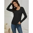 thumbnail image 3 of Womens Long Sleeve T Shirt Scoop Neck Shirts Skinny Fitted Casual Basic Tops, 3 of 5