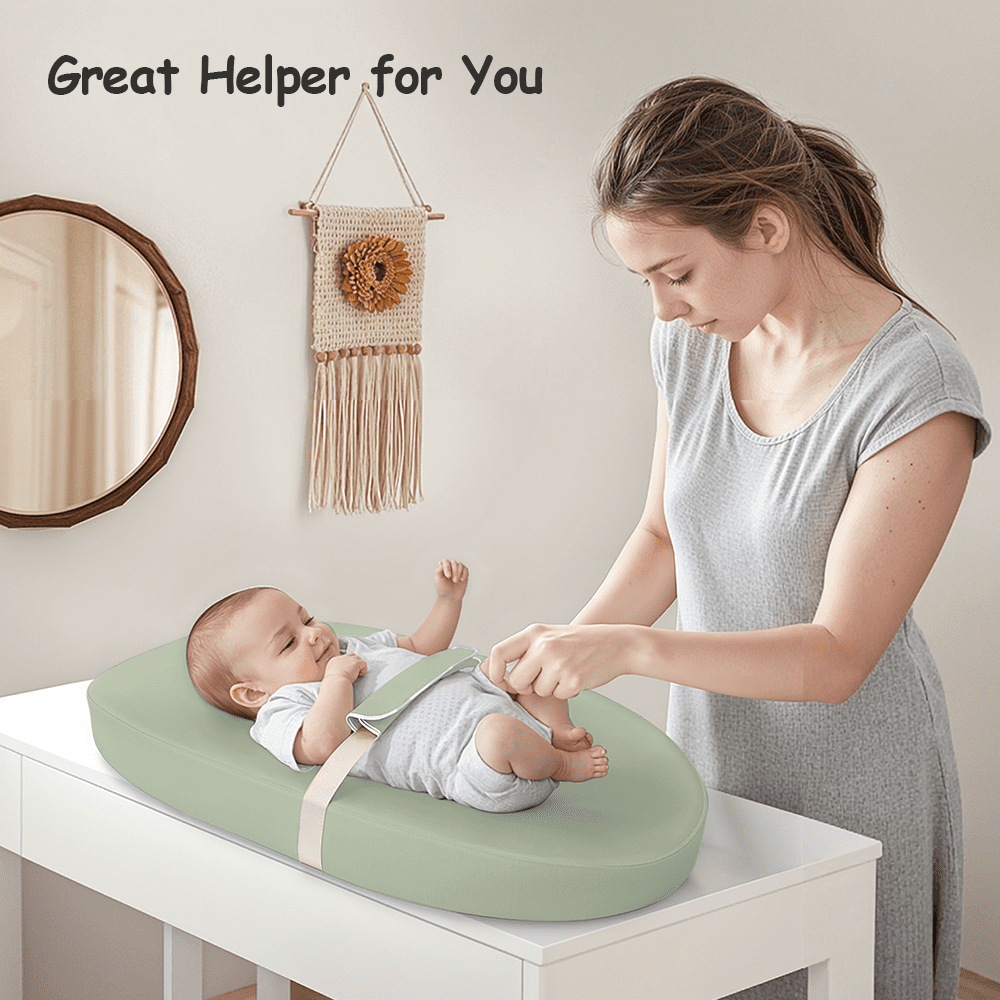 Baby Changing Pad, Caveen Wipeable Baby Changing Station for Diaper Change and Dresser, with Waterproof PU Cover and Non-Slip Bottom, Portable,Green