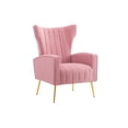 thumbnail image 2 of Accent Chair, Wingback Arm Chair with Gold Legs, Upholstered Single Sofa Modern Lounge Chair for Living Room Bedroom,Pink, 2 of 6